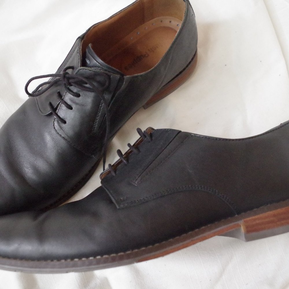 Hush Puppies men's leather black dress shoes sz 13